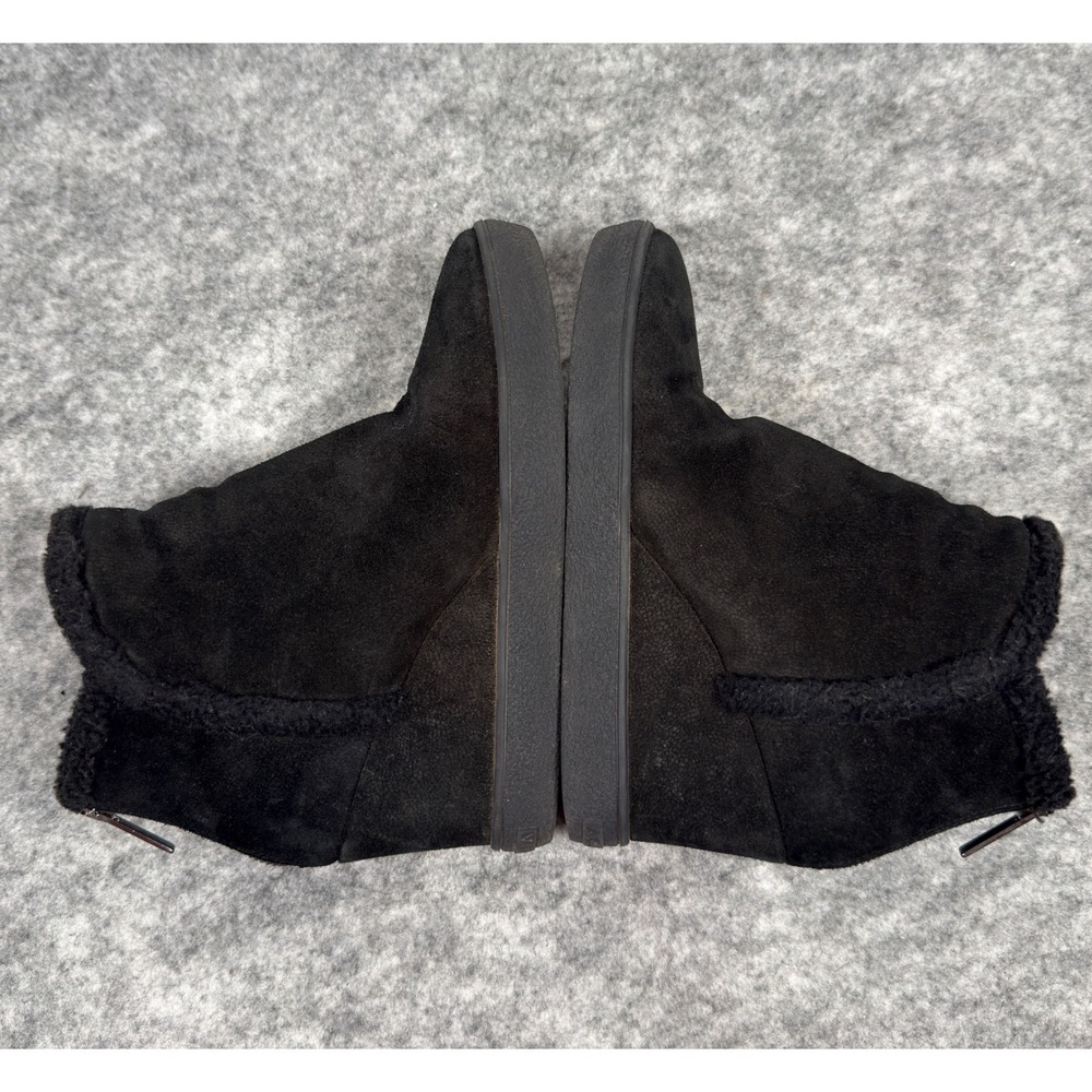 Aquatalia Ankle Boots Womens 8 Black Suede Shearling Faux Fur Trim Wedge Booties - Picture 2 of 11